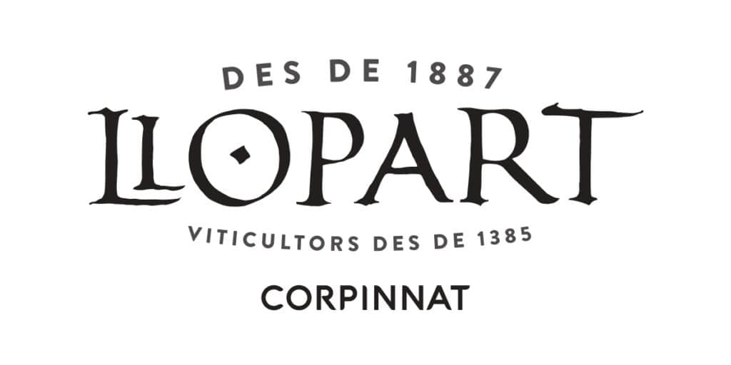 Logotipo de Llopart, con el texto "Des de 1887", "Viticutlors des de 1385" y "Corpinnat".